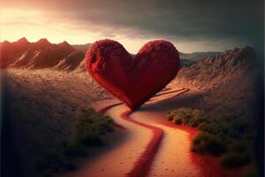 de väg av kärlek till stor kärlek valentine dag begrepp illustration generativ ai foto