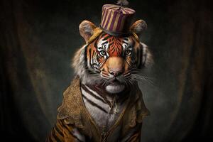 tiger cirkus djur- illustration generativ ai foto