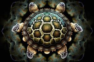 sköldpadda djur- mandala fraktal illustration generativ ai foto