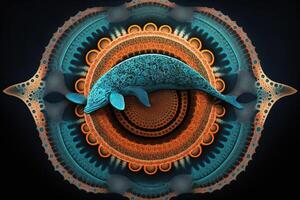 dugong djur- mandala fraktal illustration generativ ai foto