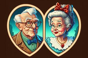 gammal och ung älskande kärlek valentine dag begrepp illustration generativ ai foto
