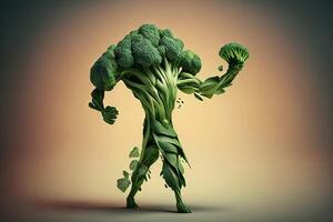 broccoli mänsklig form vegetabiliska kreativ diet mat friska äter begrepp Foto av mänsklig tillverkad av färsk frukt och grönsaker illustration generativ ai