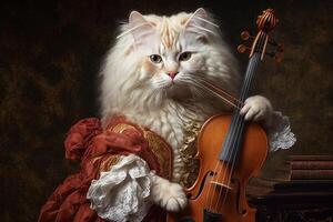 katt som vivaldi känd historisk karaktär porträtt illustration generativ ai foto