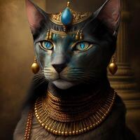 katt som cleopatra egyptisk drottning illustration generativ ai foto