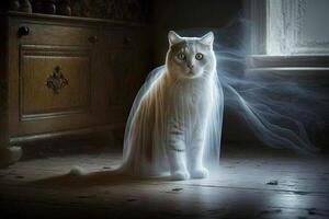 katt som spöke karaktär porträtt illustration generativ ai foto