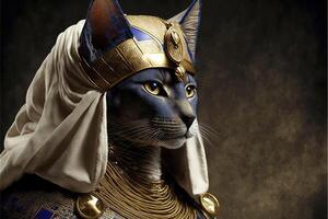 katt som egyptisk farao illustration generativ ai foto