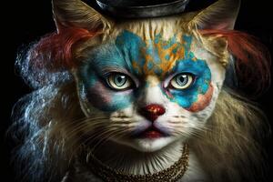 cirkus katt clown illustration generativ ai foto