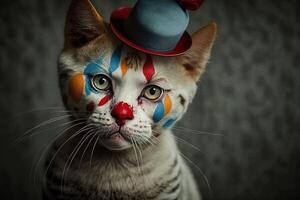 cirkus katt clown illustration generativ ai foto