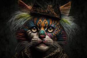 cirkus katt clown illustration generativ ai foto