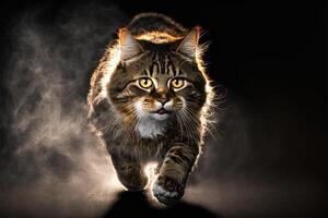 katt löpning på fartljus llustration generativ ai foto