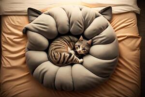 katt form säng illustration generativ ai foto