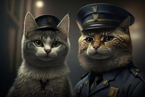 katt som polis illustration generativ ai foto