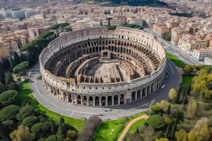 antenn antal fot av coliseum Colosseum, rom, Italien. illustration generativ ai foto