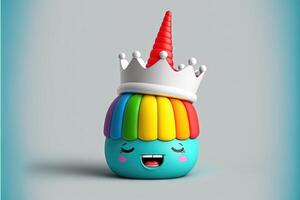 smiley regnbåge uttryckssymbol bär frihet staty krona illustration generativ ai foto