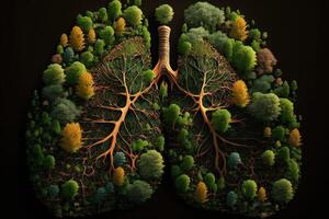 avskogning som mänsklig lungor form topp se illustration generativ ai foto