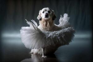 hund ballerina dansare kår de balett illustration generativ ai foto