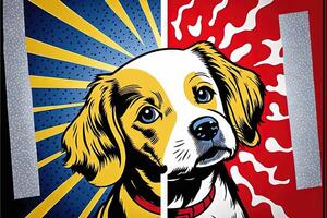 söt hund i färgrik pop- konst illustration generativ ai foto