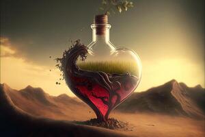 elixir av kärlek röd hjärta flytande stor kärlek valentine dag begrepp illustration generativ ai foto