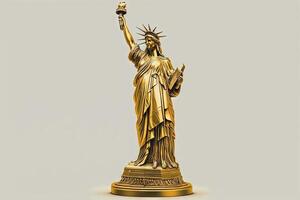 frihet staty ny york stad tillverkad av tillverkad av guld illustration generativ ai foto