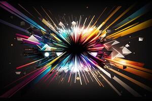 neon exploderande in i en kalejdoskop av färger invecklad geometrisk fantasi mönster former illustration generativ ai foto