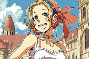 skön anime manga flicka i Tyskland illustration generativ ai foto