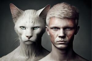 mänsklig om människor utvecklats från katter illustration generativ ai foto