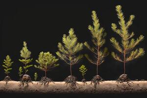 ung tall träd fröplanta illustration generativ ai foto