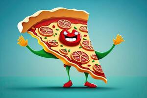 superhjälte skiva av pizza illustration generativ ai foto