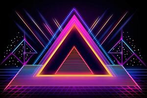 illustration av 1980 retro neon affisch. yttre Plats bakgrund illustration generativ ai foto