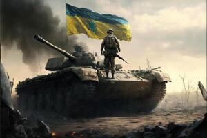 ryssland är framställning de slutlig ge sig på till ukraina illustration generativ ai foto