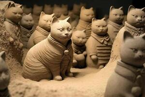 terrakotta armén staty katt känd skulptur illustration generativ ai foto