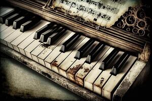 värld piano tangentbord internationell musik dag med fel nycklar positioner illustration generativ ai foto