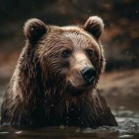 vild Björn i naturlig livsmiljö ai genererad foto