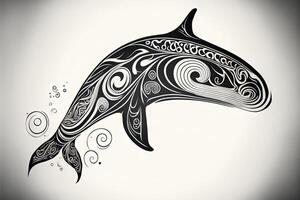 maori stam- val skiss polynesisk tatuering mönster illustration generativ ai foto