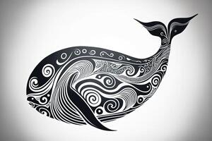 maori stam- val skiss polynesisk tatuering mönster illustration generativ ai foto