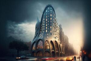 gaudi byggnader i ny york stad illustration generativ ai foto