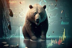 Björn som symbol av faller stock marknadsföra illustration generativ ai foto