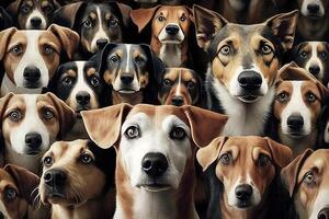 många hundar ser på du illustration generativ ai foto