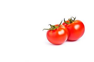 färsk hela röd tomater isolerat på vit bakgrund med kopia Plats. ai genererad foto