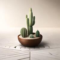 krukväxt mini kaktus i de pott. genererad ai. foto