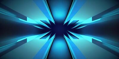 symmetrisk blå tech abstrakt bakgrund med rader och former. ai genererad foto