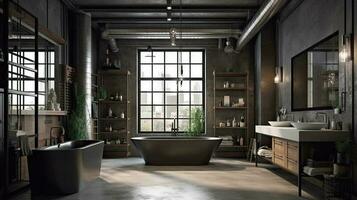 samtida modern stil badrum interiör design med lyx badkar foto