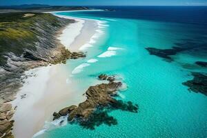 antenn se av de skön strand på de norr kust av ny zealand foto