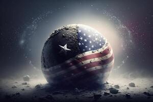 USA flagga bakgrund med cirkel boll begrepp genererad ai foto