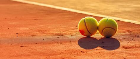 tennis bollar på en domstol. generativ ai foto