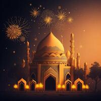 islamic Lycklig ny år Leonardo diffusion marockansk lampa bakgrund ai genererad foto