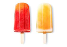 ai generativ. frukt popsicles isolerat på en vit foto