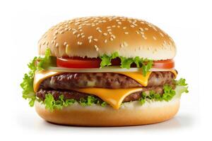 burger på svart bakgrund. generativ ai foto