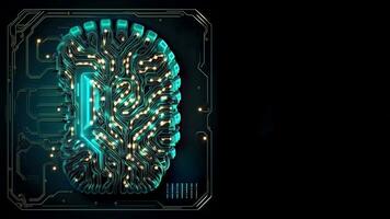 kvant datoranvändning med mänsklig hjärna kretsar. generativ ai teknologi och Plats för din meddelande. foto