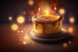 unna sig i de förfall klassisk franska creme brulee ai genererad foto